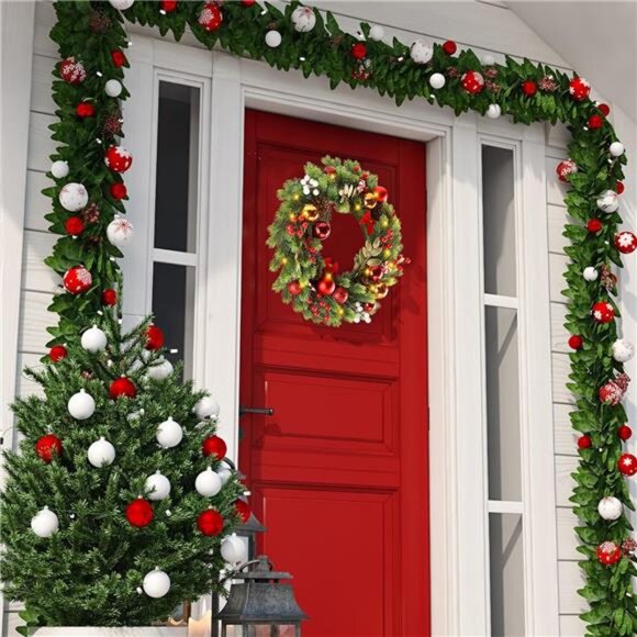 BRAND NEW Christmas Wreath for Front Door 17 Inch - Picture 4 of 9